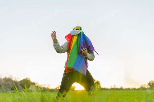 Preview: Person Playing in Field Wearing VR Headset