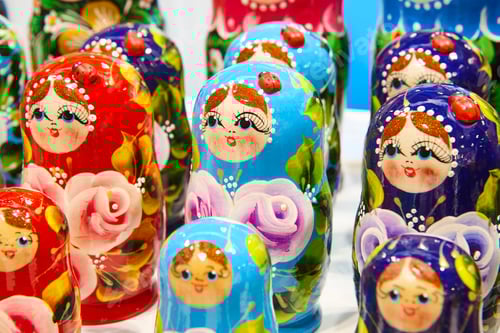 Preview: Traditional handmade colorful russian doll matrioshka set. Russian souvenir