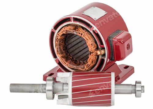 Preview: Rotor and stator of electric motor, isolated on white background