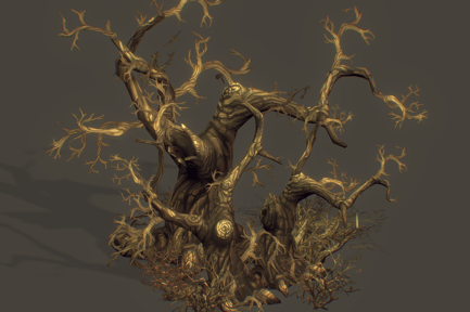 Visualização: Conjunto de árvores mortas de Halloween - série pintada à mão