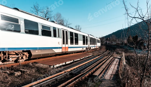 Preview: Closeup shot of a white train in Căciulata, Romania