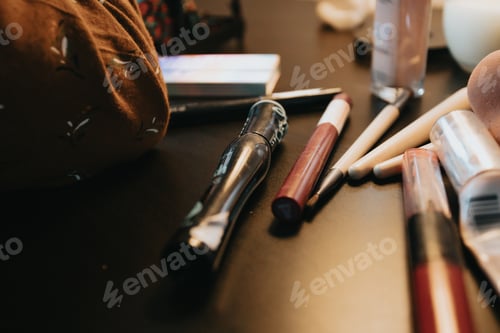 Preview: Close up of makeup stuff with warm tones