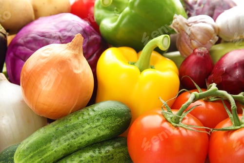 Preview: Many fresh ripe vegetables as background. Organic food