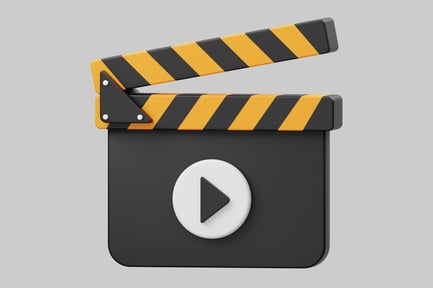 Animated movie slate with play button