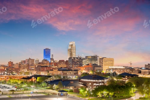 Preview: Omaha, Nebraska, USA Cityscape at Dusk