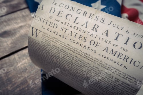 Preview: United States Declaration of Independence on a Betsy Ross flag