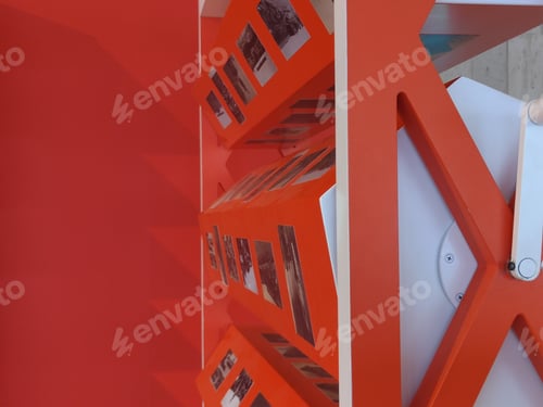 Preview: Red Wall and Orange Display Abstract Photo
