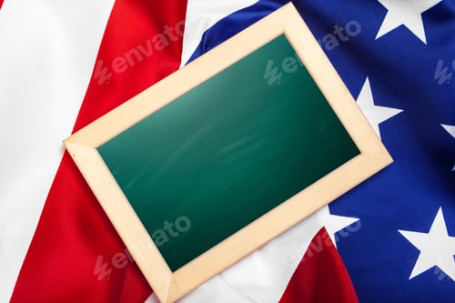 Preview: Blank frame on American flag background