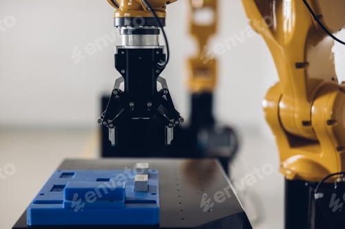 Preview: New Generation Robotic Arm Ready for Work on a Production Line.
