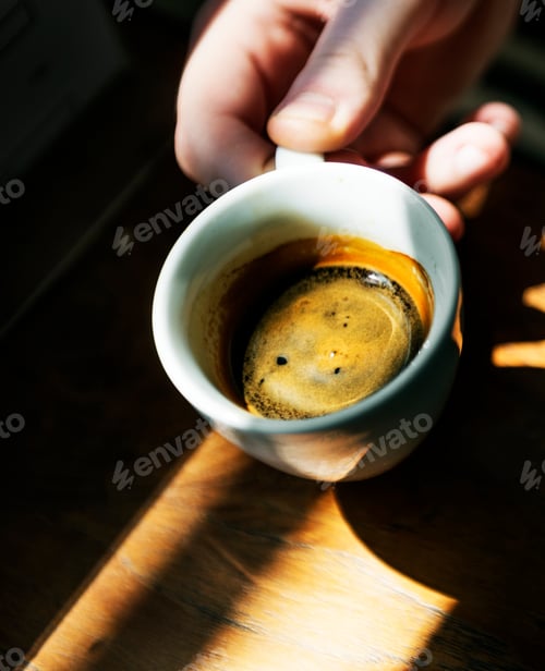 Close-Up of Espresso in White Mug