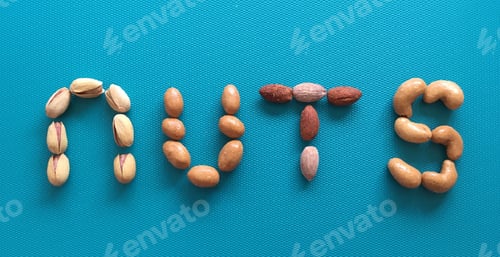 Preview: The word NUTS written with mixed and flavoured nuts!