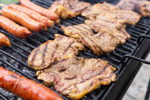 Preview: Colombian barbecue, typical food of Colombia, close-up image