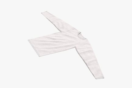Preview: Heathered White Long Sleeve Crew Neck Shirt, Flat Lay