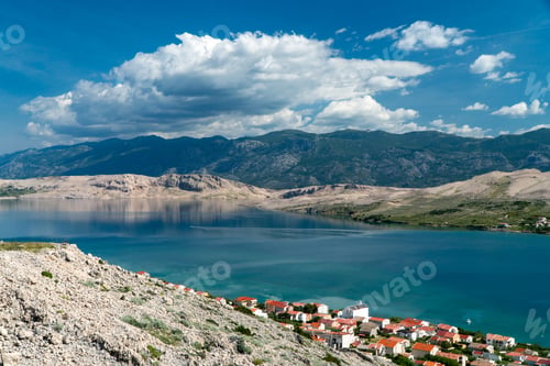 Preview: View of Pag city and Adriatic sea.