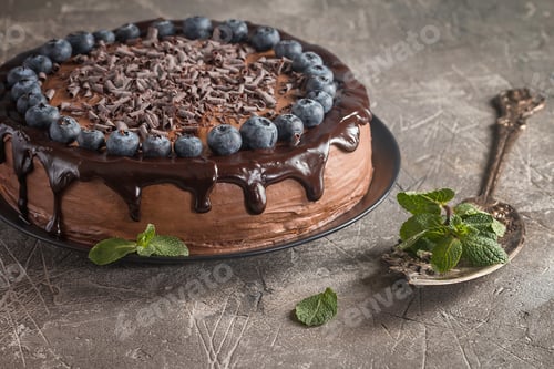Preview: chocolate cake with blueberry