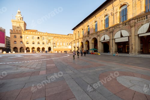 Preview: Central square of the old town in Bologna city