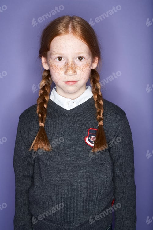 Preview: Portrait of redheaded girl with freckles