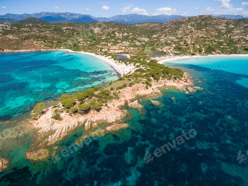 Preview: Aerial view of Palombaggia beach in Corsica Island in France