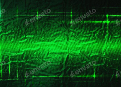 Superfície texturizada iluminada com luz verde. Linhas horizontais e verticais claras