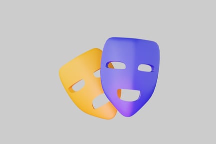 Preview: Two flat masks with contrasting sizes and expressions