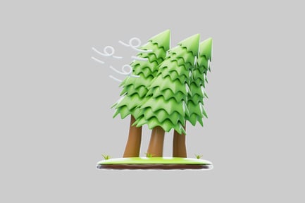 Preview: Windy evergreen trees small platform
