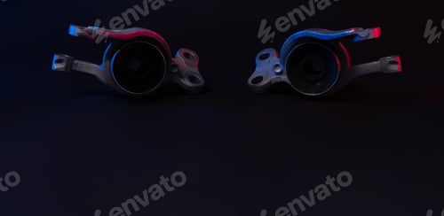 Preview: new car suspension detail, silent block on a black background