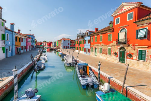Preview: Colorful Houses and Canal in Burano Island, Venice