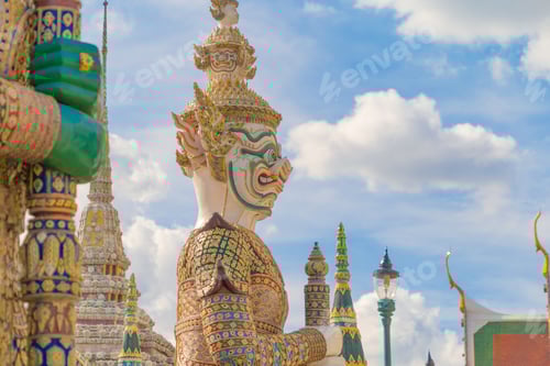 Preview: Golden pagoda at Temple of the Emerald Buddha in Bangkok, Thailand. Wat Phra Kaew and Grand palace