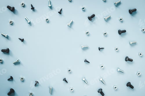 Preview: Blue Background with Nuts and Bolts.