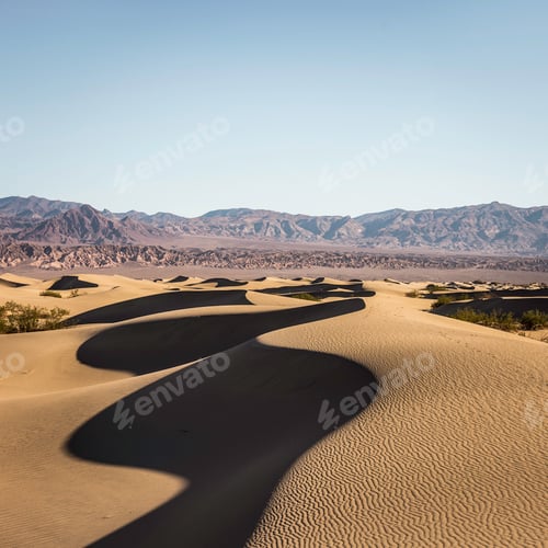 Preview: Shadowed Mesquite Flat Sand Dunes in Death Valley National Park, California, USA