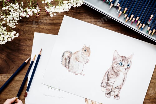Preview: Illustrationist coloring adorable animals workspace concept