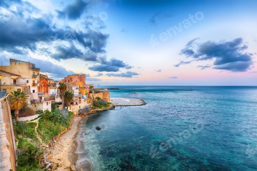 Preview: Superb evening cityscape of Castellammare del Golfo town.