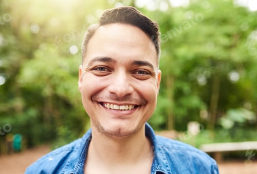 Preview: Park days. Cropped portrait of a handsome young man standing outside in the park.
