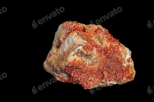Preview: Macro mineral stone Vanadinite on a black background