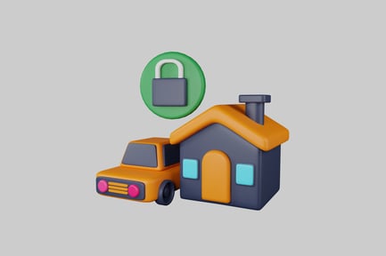 Aperçu: Maison de jouets et voiture avec icône de sécurité