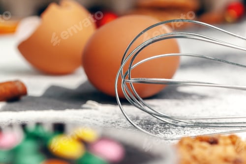 Preview: Preparing for Christmas. Baking holiday cookies close up