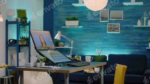 Preview: Nobody in photography studio with retouching equipment