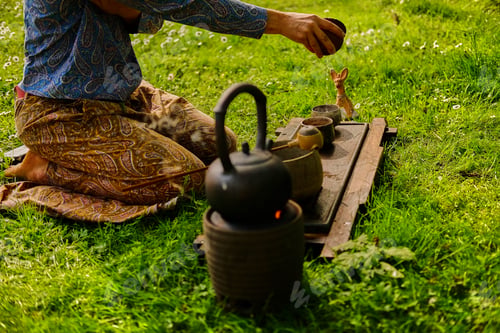 Preview: Chinese tea ceremony in a park.