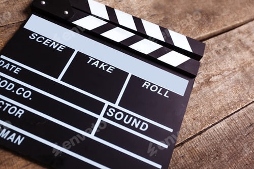 Preview: photo of movie clapper on wood