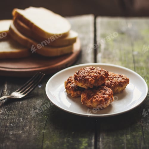 Preview: Cutlets, Meatballs On The Wooden Table