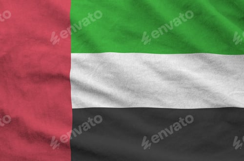 Preview: United Arab Emirates flag depicted on folded wavy fabric of old cloth