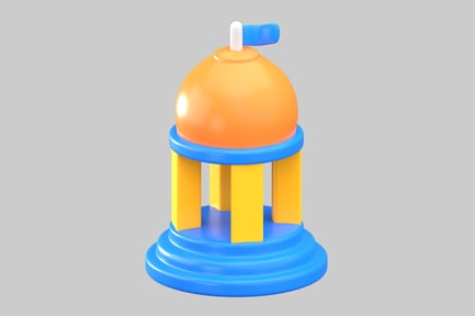 Preview: Cartoon community building with flag
