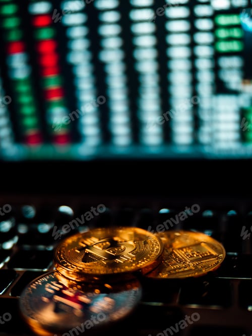 Preview: cryptocurrency and stock market business concept