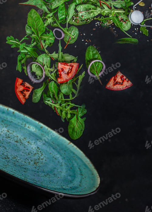 Preview: Healthy Salad, Leaves Mix Salad (Mix Micro Greens, Cucumber, Tomato, Onion, Other Ingredients)