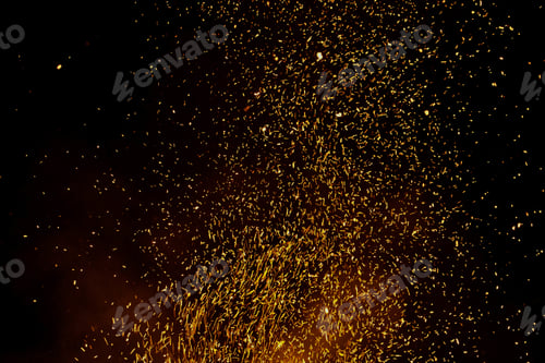 Preview: Shot of burning wood in the night