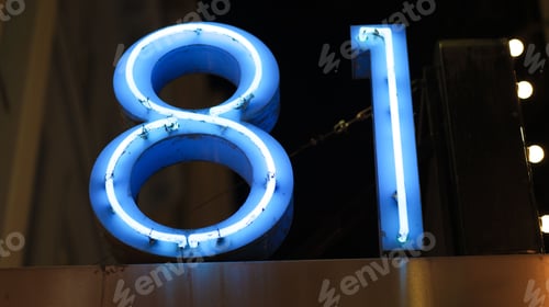 Preview: Close-up shot of a led light banner in a shape of 81 number
