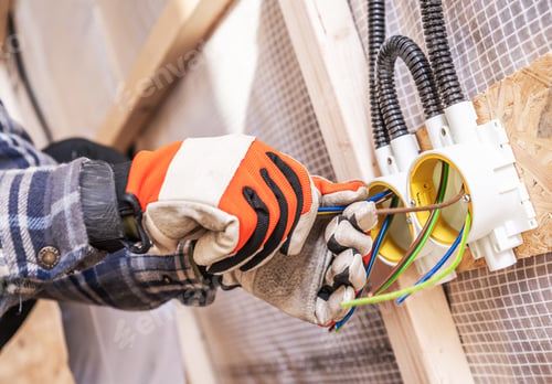 Preview: Electrician Working With Wires in a Construction Site During Daytime Hours