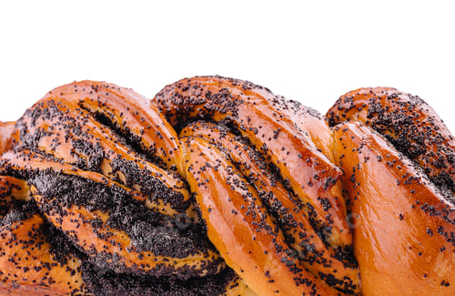 Preview: Bread with poppy seeds isolated on white