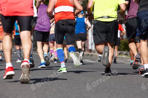 Preview: Marathon runners on the street. Healthy lifestyle. Athletes