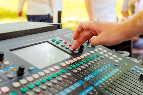 Preview: sound mixer in action, hand Music console
